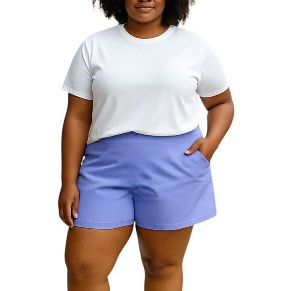 Athleta Brooklyn Athletic Shorts Lilac Blue Stretch Zip‎ Pockets Wm Sz 24 NWT - Picture 1 of 7